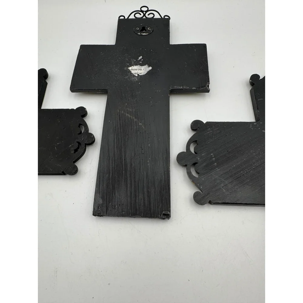 Set of 3 Religious Wall Crosses Bible Verse Scripture Faith John‎ 3:16 Decor